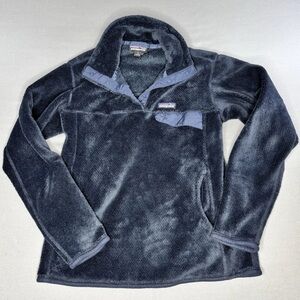 Patagonia Jacket Womens Medium Re-Tool Snap-T Pullover Fleece Navy Blue